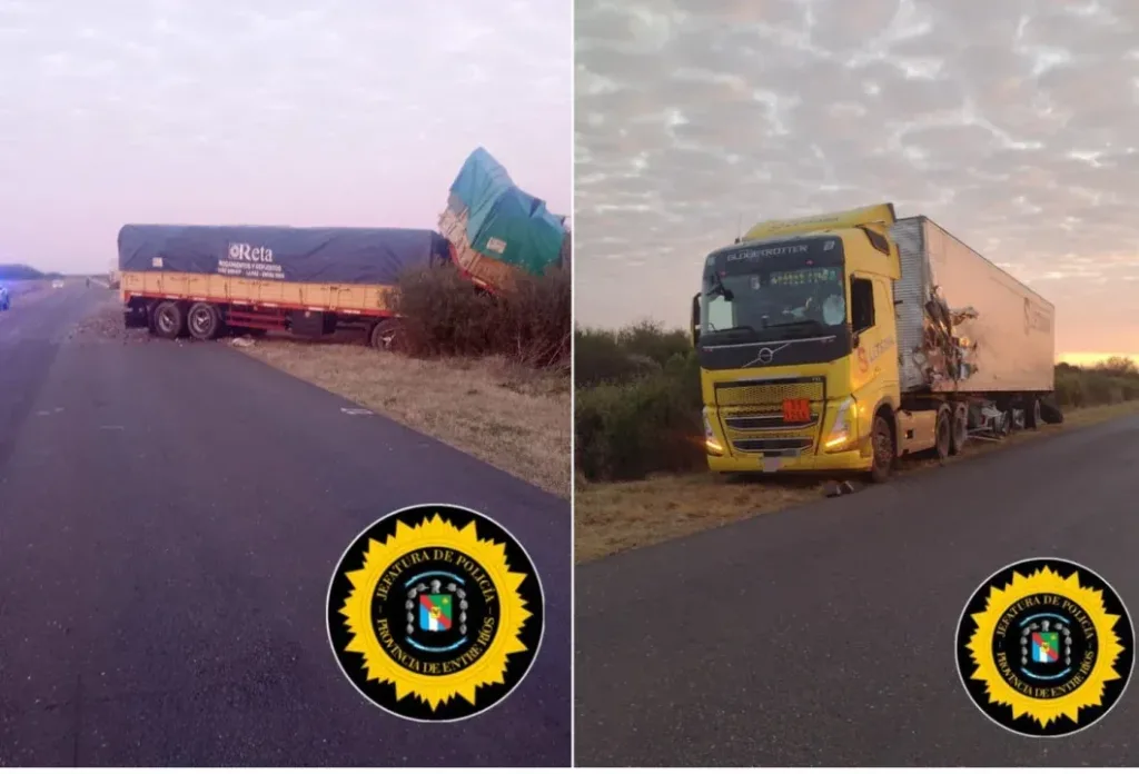 Rosario del Tala: Choque frontal entre dos camiones en la Ruta Provincial 6